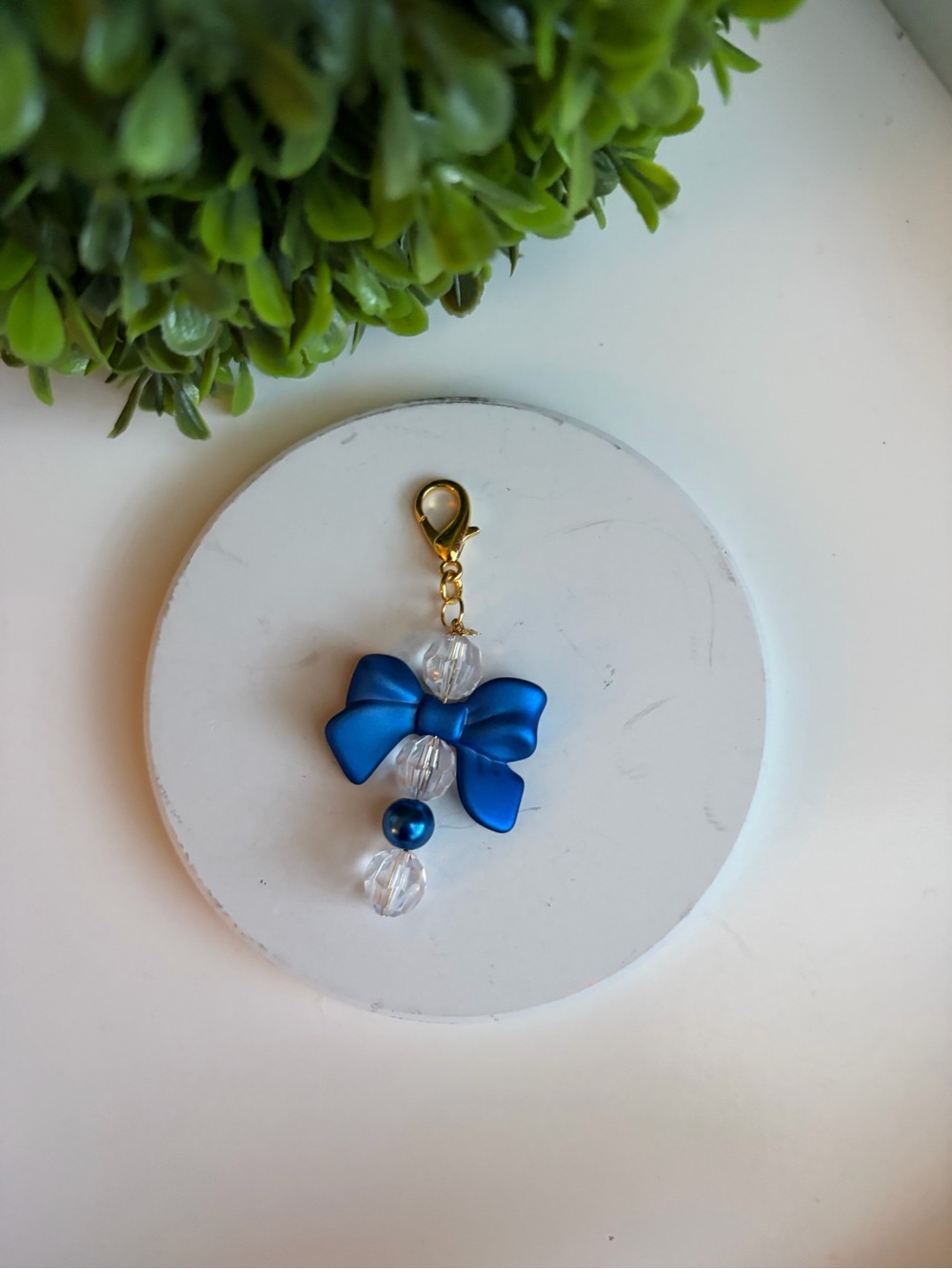 Blue Bow Charm Key & Card Holder Accessory